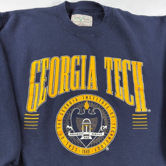 Vintage Georgia Tech Yellow Jackets Sweatshirt Mens M Blue 90s Crew Neck Graphic - Picture 2 of 7